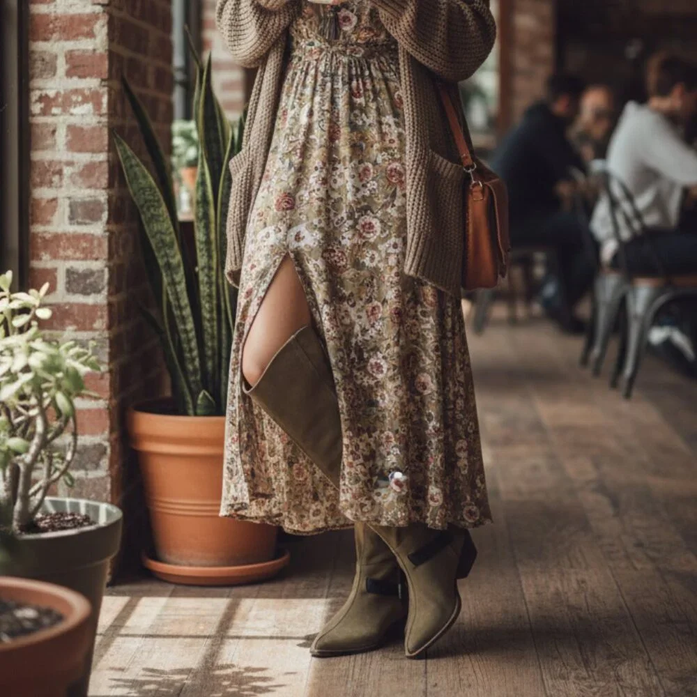 NIB Free People TAUPE Lace Sway Low Slouchy Boot